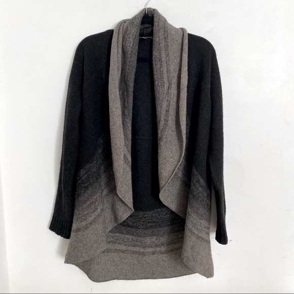 EILEEN FISHER WOOL SILK OMBRE WATERFALL DRAPED OPEN CARDIGAN WARM SWEATER XS-S - Picture 3 of 10